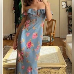 SKY BLOOM FLORAL MIDI DRESS